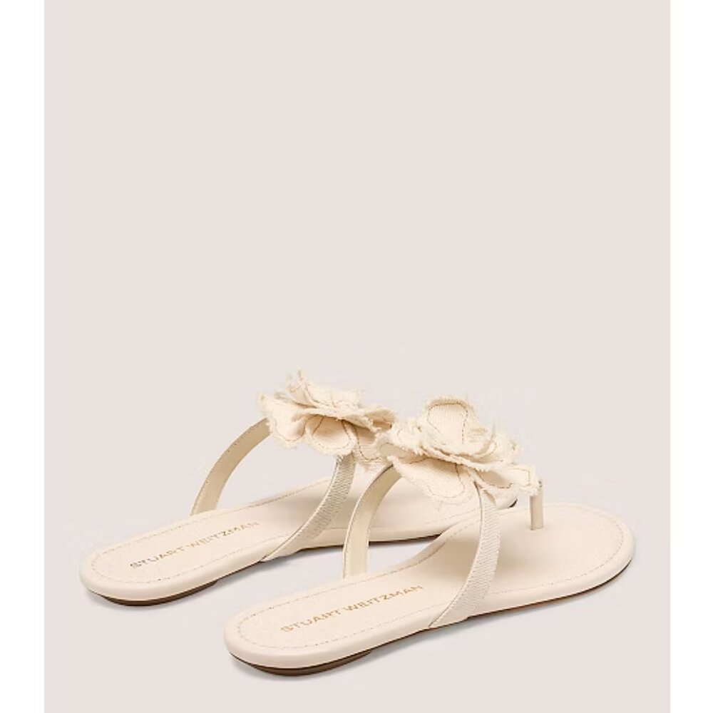 NWT Stuart Weitzman Cream RIO T-STRAP SANDAL Size 5.5 - Picture 3 of 7